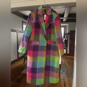 Nasty Gal Multi-color plaid coat